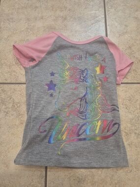 Girls' Gray & Pink Unicorn Graphic Sleep Tee